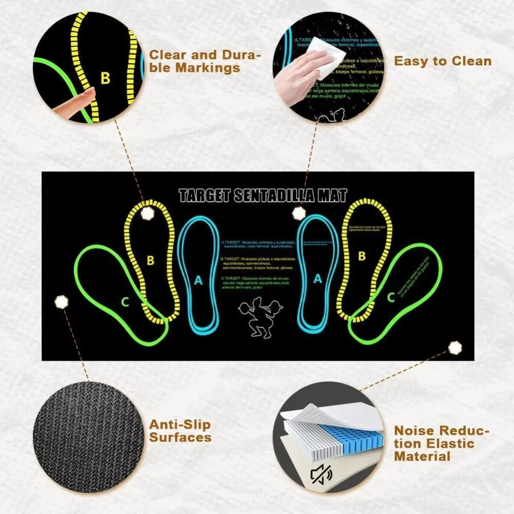 35X80Cm Two-Color Squat Mat Non-Slip and Durable with Instructions Suitable for Home Gym Living Room and Bedroom Use