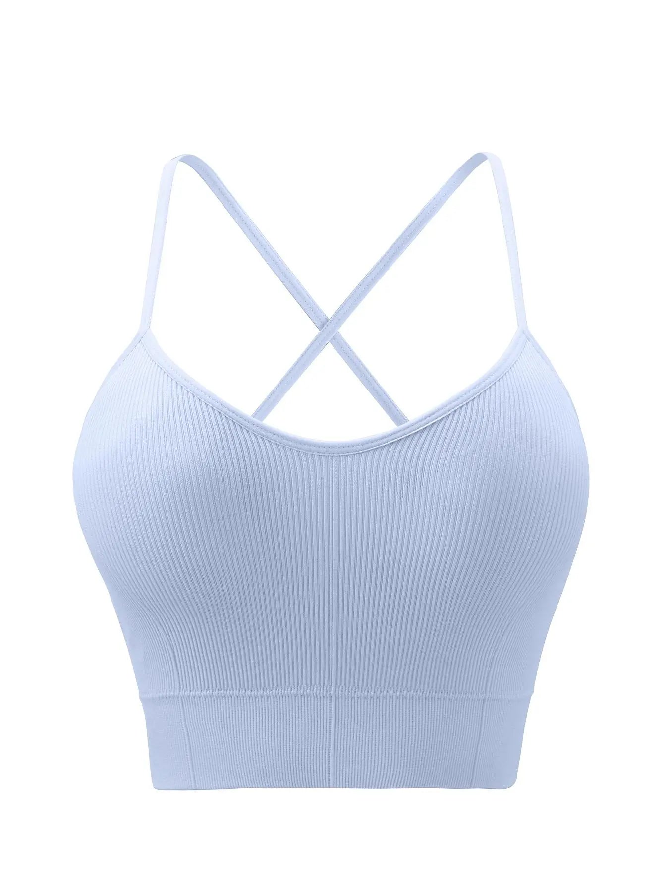 Women'S Solid Criss Cross Backless Sports Bras, Fall Back-To-School Clothing, Gym Clothing, Breathable High Elasticity Padded Wireless Sports Bra for Yoga Gym Workout Running Tennis Pickleball, Sports Bra for Women Top, Sports Bra, Activewear